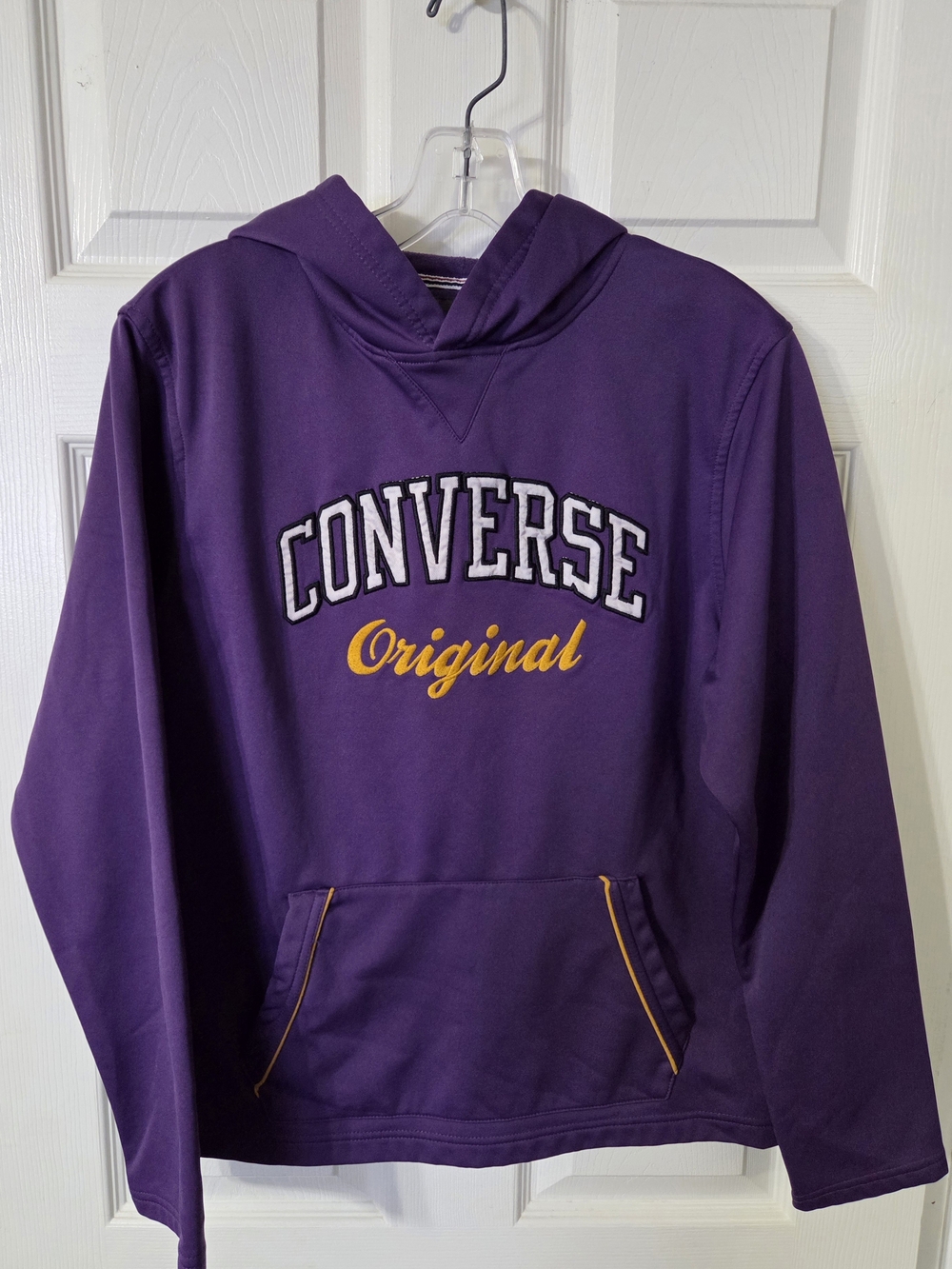 Girls Converse Purple Pullover Hoodie with Yellow Script